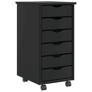 vidaXL Armoire roulante avec tiroirs MOSS noir bois de pin solide