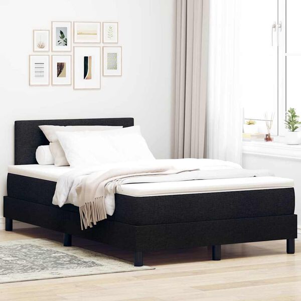 vidaXL Lit &agrave; ressorts avec matelas Noir 120 x 200 cm tissu