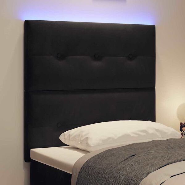 vidaXL T&ecirc;te de lit LED avec des lumi&egrave;res &agrave; LED Noir 100 cm Polyester
