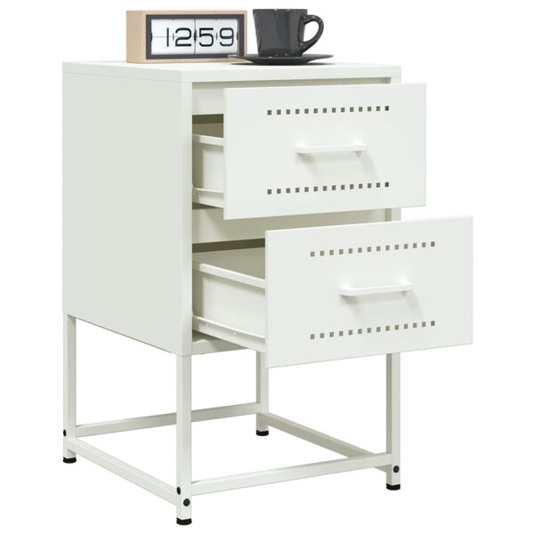 vidaXL Tables de chevet 2 pcs blanc 36x39x60,5 cm acier