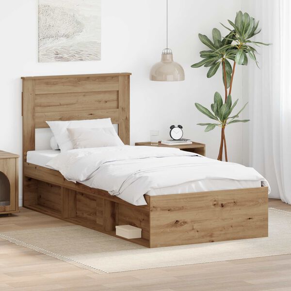 vidaXL Cadre de lit Ch&ecirc;ne artisan 75 x 190 cm Bois de pin massif