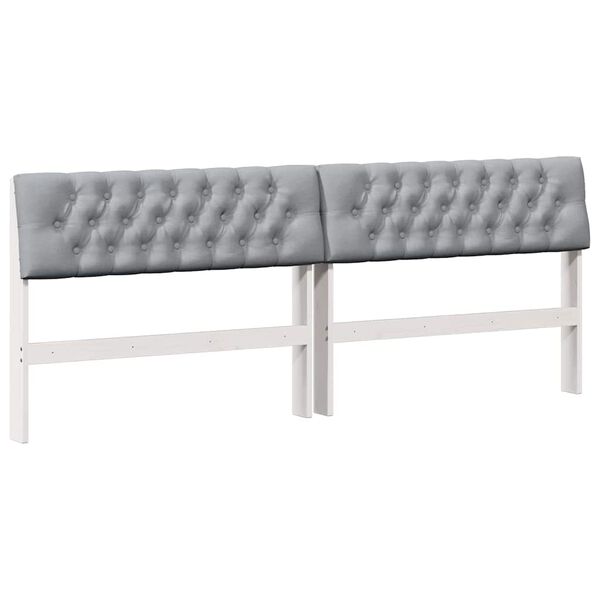 vidaXL T&ecirc;te de lit capitonn&eacute;e Gris clair 200 cm Pin massif