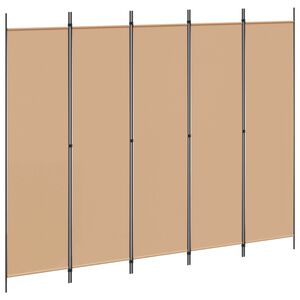 vidaXL Paravent 5 panneaux Beige 250 x 200 cm Tissu