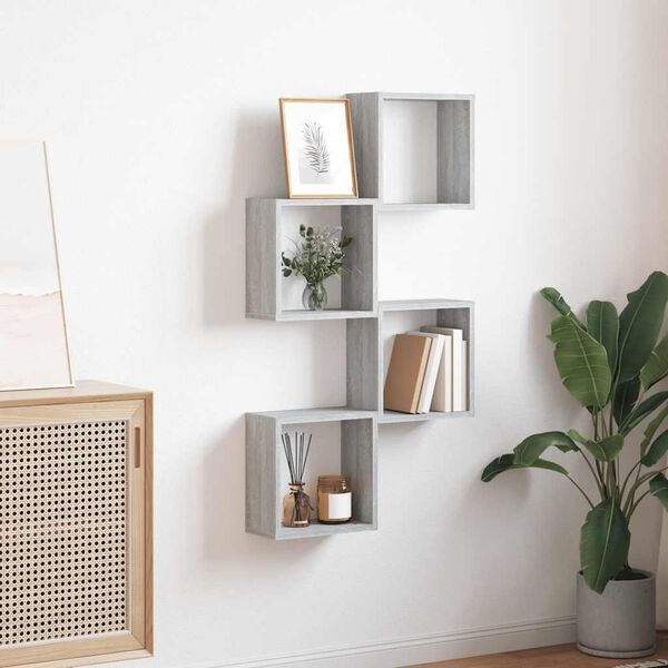 vidaXL &Eacute;tag&egrave;res cube murales 4 pcs sonoma gris 30x15x30 cm