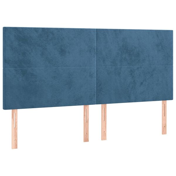vidaXL T&ecirc;te de lit &agrave; LED Bleu fonc&eacute; 160x5x118/128 cm Velours
