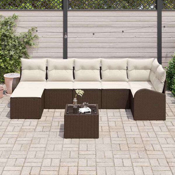 vidaXL Ensemble de canap&eacute; de jardin 8 pcs Marron Poly rotin