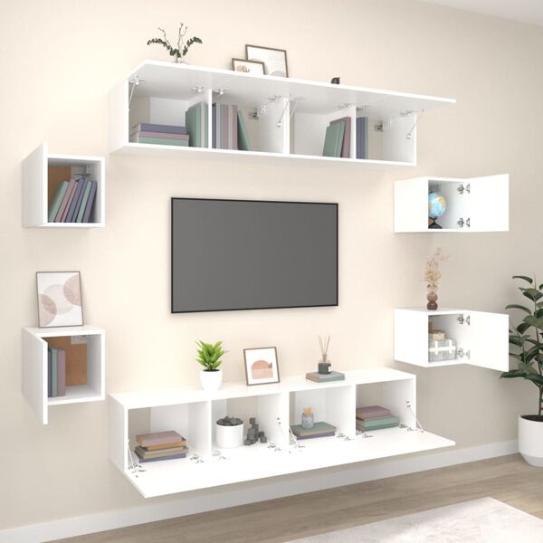 vidaXL Ensemble de meubles TV 8 pcs Blanc Bois d'ingénierie
