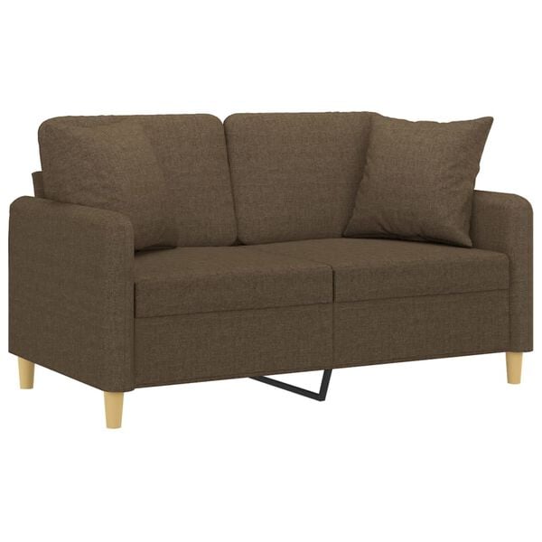 vidaXL Canap&eacute; 2 places et oreillers et coussins Marron 120 cm Tissu