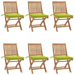 vidaXL Chaises pliantes avec coussins, 6 pi&egrave;ces, en teck massif