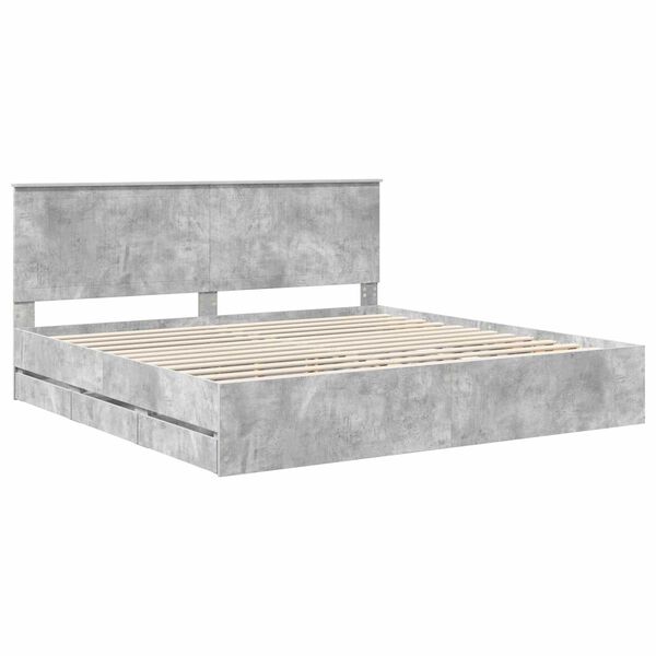 vidaXL Cadre de lit Gris b&eacute;ton 200 x 200 cm Bois Ing&eacute;nierie