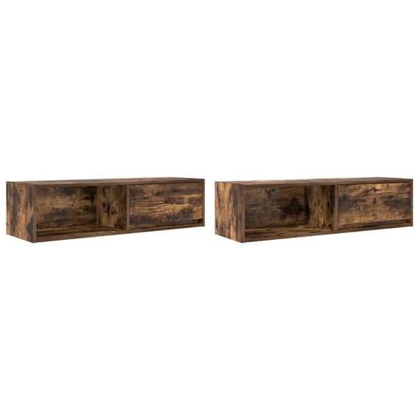 vidaXL Meubles TV 2 pcs ch&ecirc;ne fum&eacute; 100x31x25,5 cm bois d'ing&eacute;nierie
