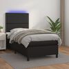 vidaXL Sommier &agrave; lattes de lit avec matelas et LED Noir 90x190 cm