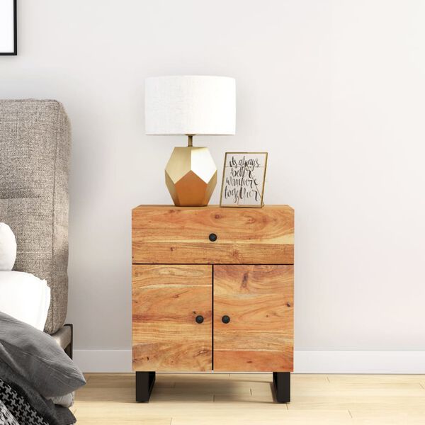 vidaXL Table de chevet 50x33x60cm Bois d'acacia solide et d'ing&eacute;nierie