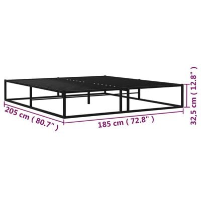 vidaXL Cadre de lit sans matelas noir métal 180x200 cm