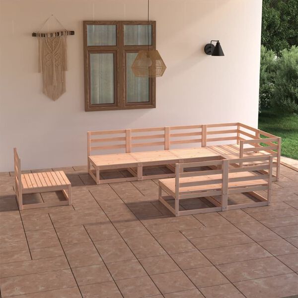 vidaXL Salon de jardin 8 pcs Bois de pin massif