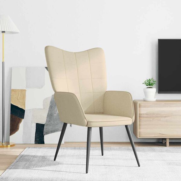 vidaXL Chaise de relaxation Cr&egrave;me Tissu