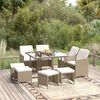 vidaXL Ensemble &agrave; manger de jardin et coussins 9 pcs Poly rotin Beige