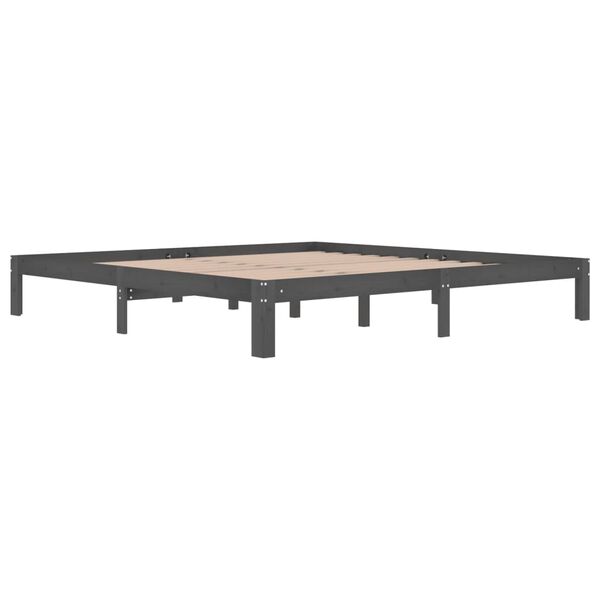 vidaXL Cadre de lit sans matelas bois massif de pin gris 200x200 cm