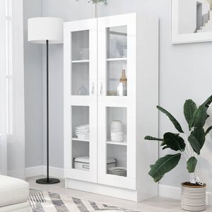 vidaXL Armoire &agrave; vitrine Blanc 82,5x30,5x150 cm Bois d'ing&eacute;nierie