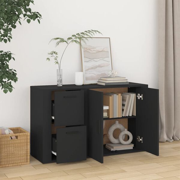 vidaXL Buffet Noir 100x33x59,5 cm Bois d'ing&eacute;nierie