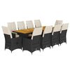 vidaXL Ensemble de bistro de jardin 11 pcs coussins noir poly rotin