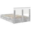 vidaXL Cadre de lit Gris b&eacute;ton 135 x 190 cm Bois d'ing&eacute;nierie