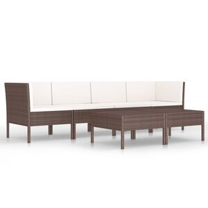 vidaXL Salon de jardin 6 pcs avec coussins R&eacute;sine tress&eacute;e Marron