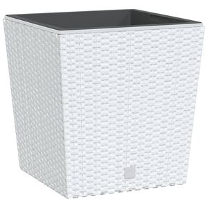 vidaXL Jardini&egrave;re et int&eacute;rieur amovible blanc 21 /32 L rotin PP