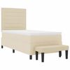 vidaXL Lit &agrave; ressorts avec matelas Cr&egrave;me 100 x 200 cm tissu