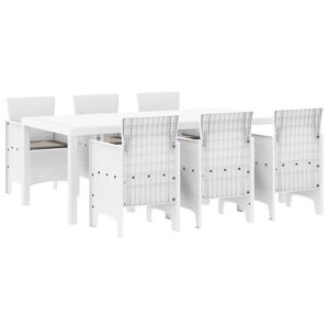 vidaXL Ensemble de salle &agrave; manger pour jardin 7 pcs Blanc Rattan Polt