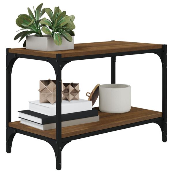 vidaXL Meuble TV Ch&ecirc;ne marron 60x33x41 cm Bois d'ing&eacute;nierie et acier