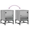 vidaXL Table de chevet avec porte en verre sonoma gris 35x37x50 cm