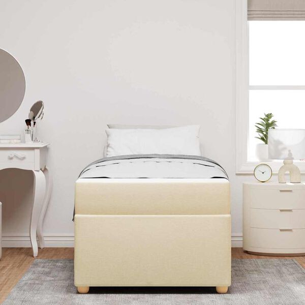 vidaXL Cadre de lit avec matelas Cr&egrave;me 90 x 190 cm tissu