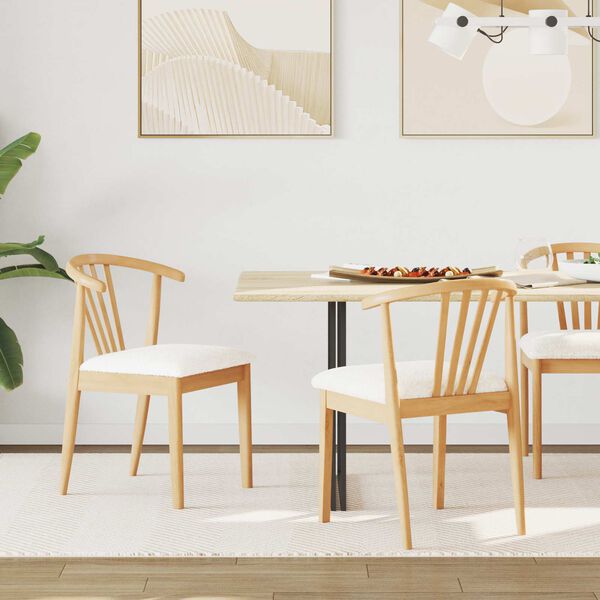 vidaXL Chaise de salle &agrave; manger 2 pcs Naturel et Blanc