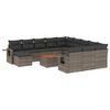 vidaXL Salon de jardin avec coussins 13 pcs gris r&eacute;sine tress&eacute;e