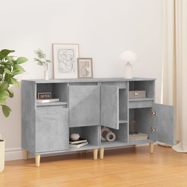 vidaXL Buffets 2 pcs gris b&eacute;ton 60x35x70 cm bois d'ing&eacute;nierie