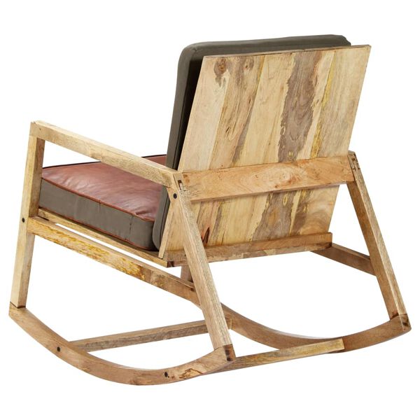 vidaXL Chaise à bascule Marron Cuir véritable et manguier massif