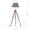 vidaXL Lampadaire à trépied Marron miel et gris Bois de teck 141 cm