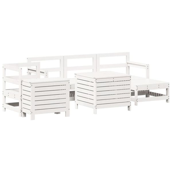 vidaXL Salon de jardin 7 pcs blanc bois de pin massif