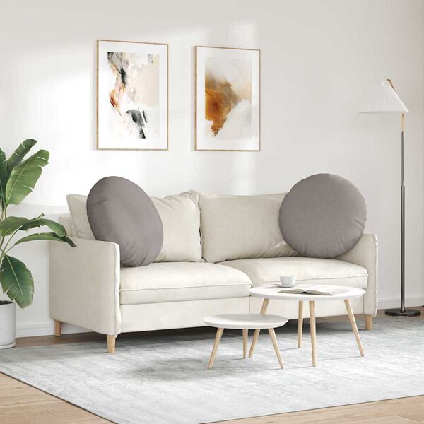 vidaXL Coussins de si&egrave;ge 2 pcs Taupe &Oslash;80 x 29 cm tissu