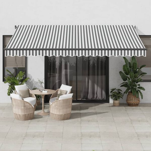 vidaXL Auvent manuel r&eacute;tractable avec LED anthracite blanc 450x350 cm