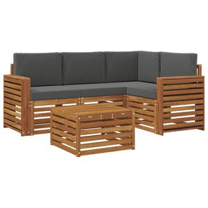 vidaXL Ensemble de canap&eacute;s d'ext&eacute;rieur 5 pcs Naturel et Anthracite