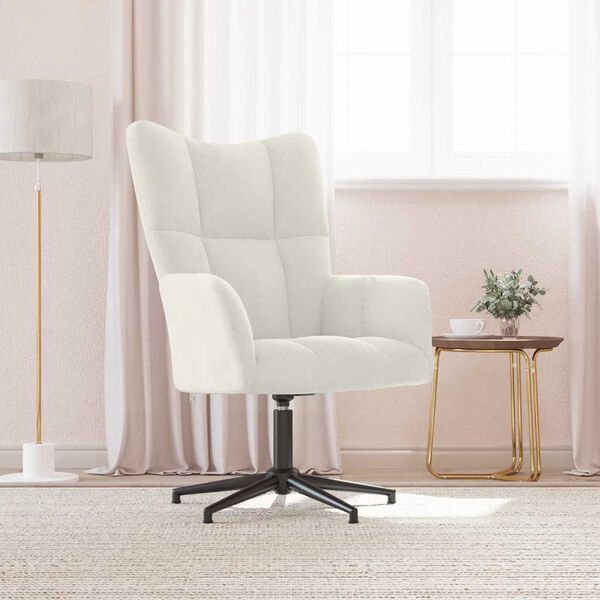 vidaXL Chaise de relaxation Blanc cr&egrave;me Velours