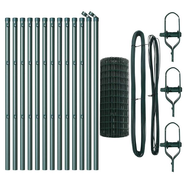 vidaXL Cl&ocirc;ture avec poteau Vert 0,8 x 25 m Acier et PVC
