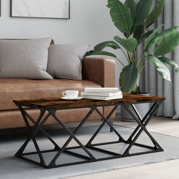 vidaXL Table basse ch&ecirc;ne fum&eacute; 100x49x40 cm bois d'ing&eacute;nierie