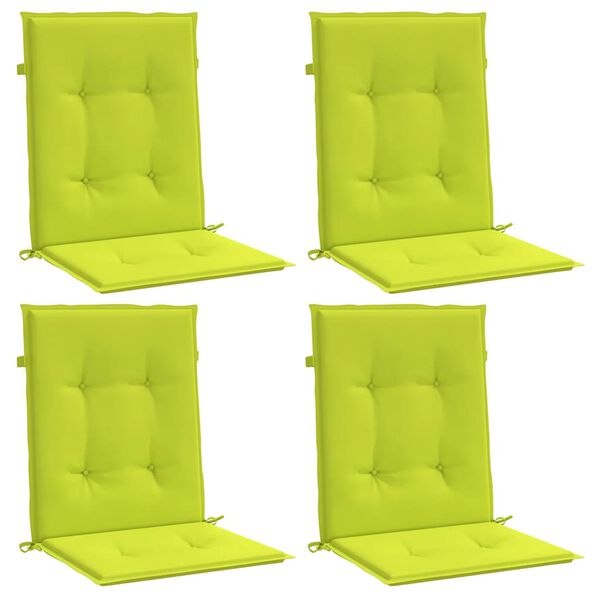 vidaXL Coussins de chaise de jardin &agrave; dossier bas lot de 4 vert vif