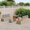 vidaXL Ensemble de canap&eacute; de jardin 9 pcs Beige Poly rotin