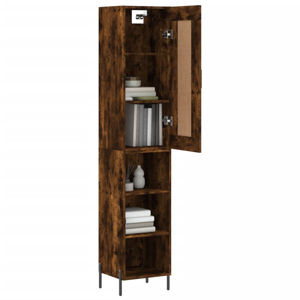 vidaXL Buffet haut Ch&ecirc;ne fum&eacute; 34,5x34x180 cm Bois d'ing&eacute;nierie