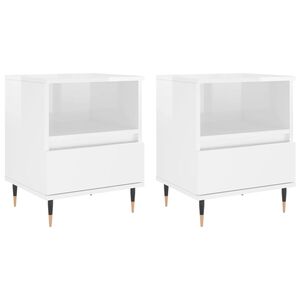 vidaXL Tables de chevet 2 pcs blanc brillant 40x35x50 cm