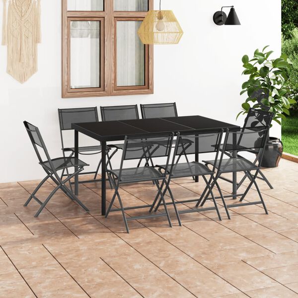 vidaXL Mobilier de salle &agrave; manger d'ext&eacute;rieur 9 pc Acier